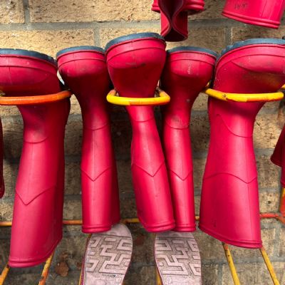 Wellies on the rack